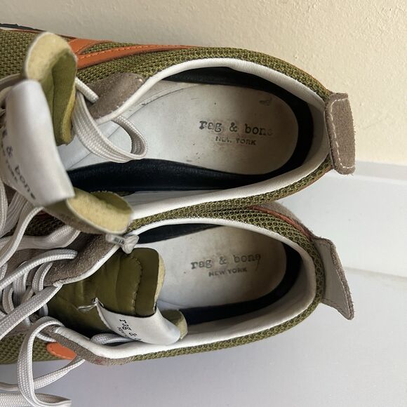 Rag & Bone Women’s Retro Runner Sneaker Trainers Green Moss Orange Size 7.5/37.5 - Picture 9 of 10